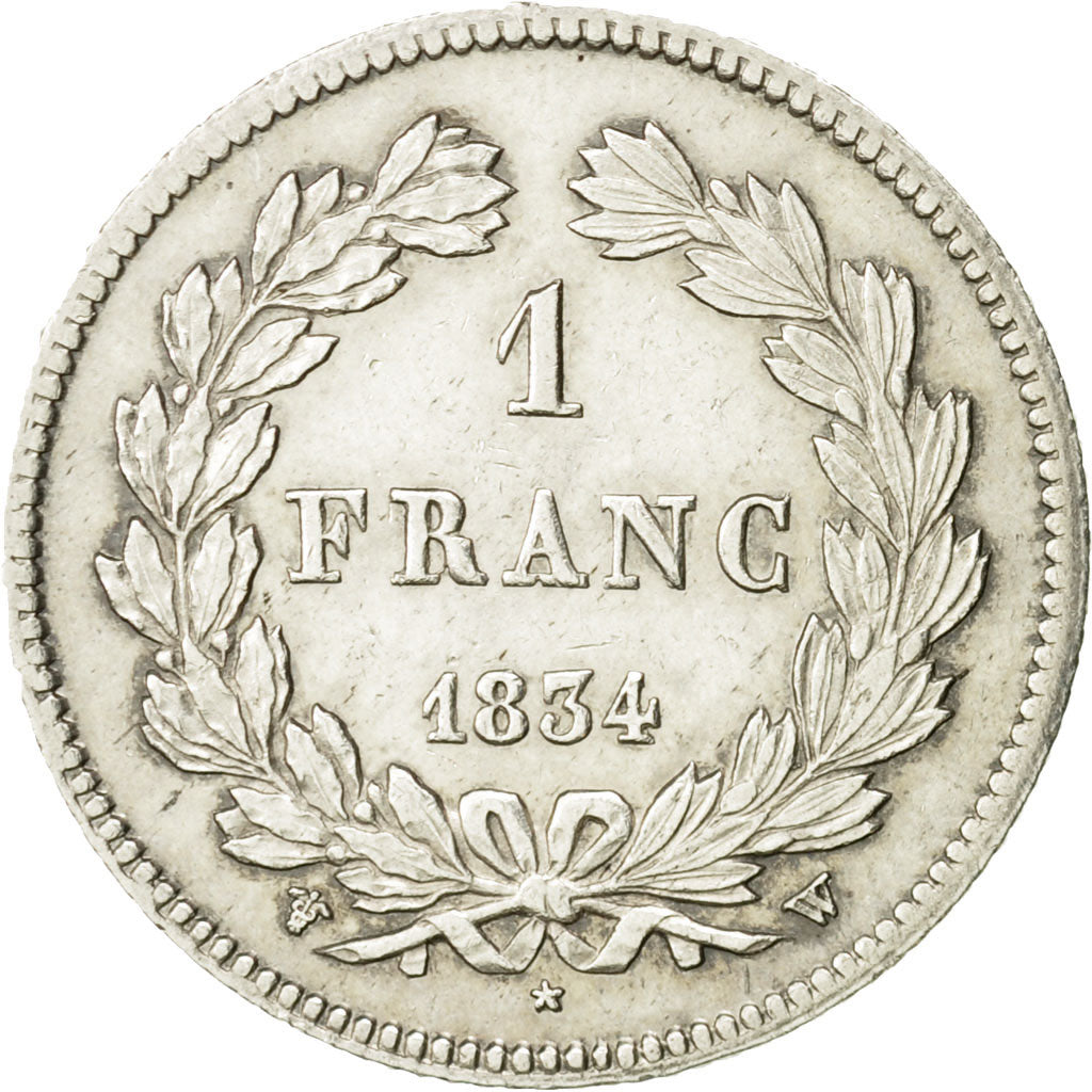 Francja, Louis-Philippe I, Franc, 1834, Lille, Srebro, AU(55-58), Gadoury:453
