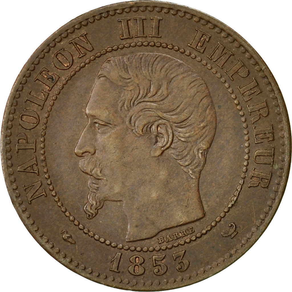 Coin, France, Napoleon III, 2 Centimes, 1853, Lille, AU(55-58), KM 776.7