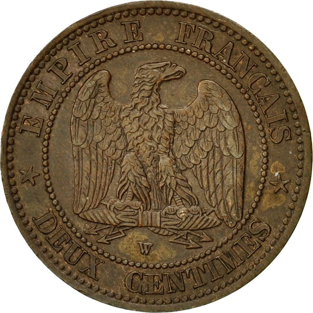 Coin, France, Napoleon III, 2 Centimes, 1853, Lille, AU(55-58), KM 776.7