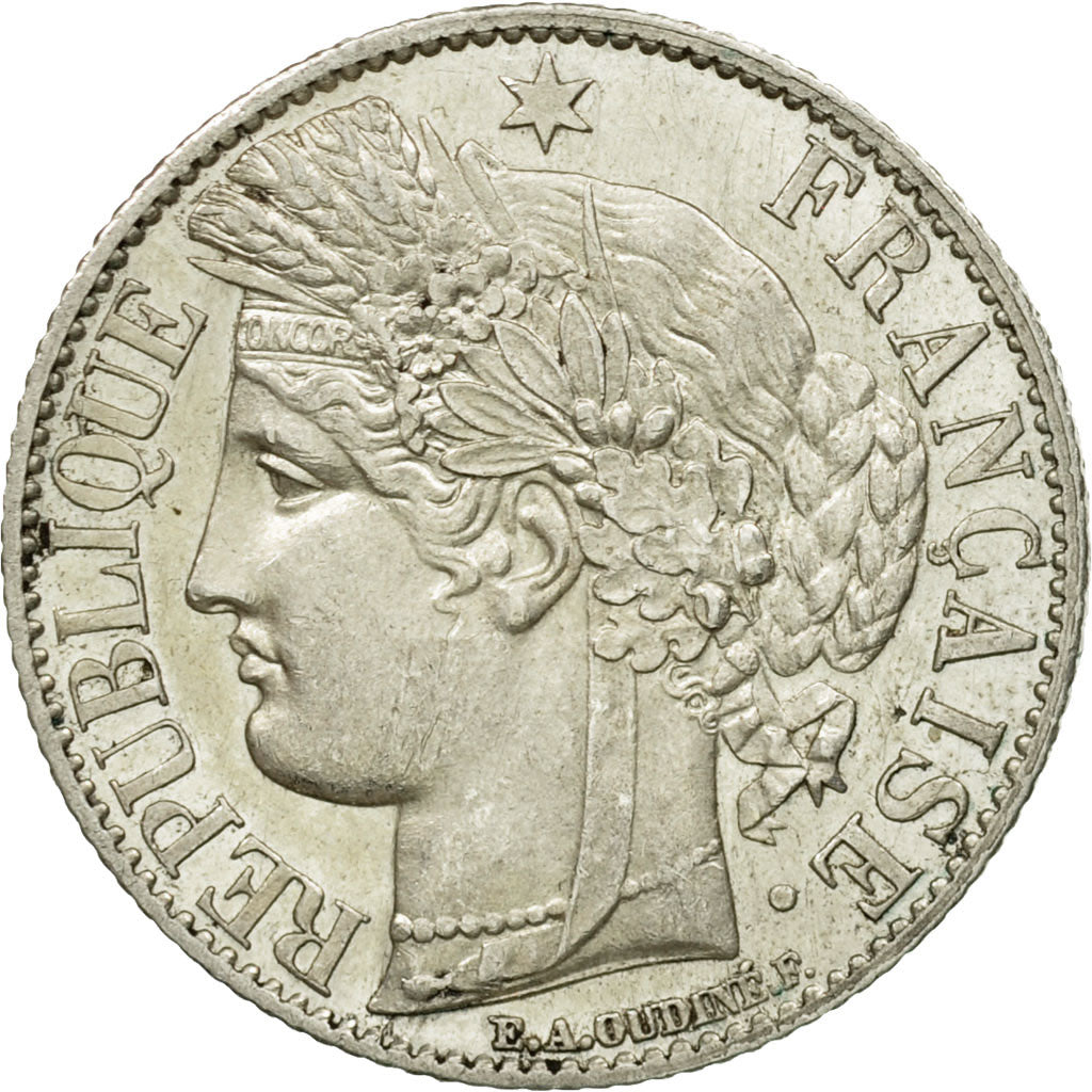 France, Franc, Cérès, 1872, Paris, Silver, MS(60-62), Gadoury:465a