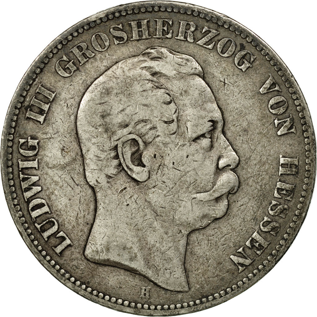 Grand-duché de Hesse-Darmstadt, Ludwig III, 5 Mark, 1876, Darmstadt, Argent