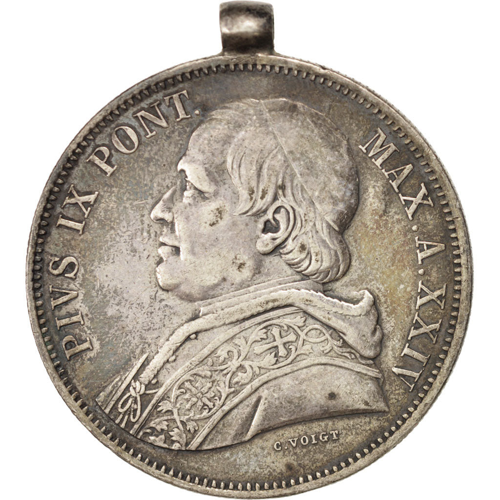 Coin, ITALIAN STATES, PAPAL STATES, Pius IX, 5 Lire, 1870, Rome, AU(50-53)