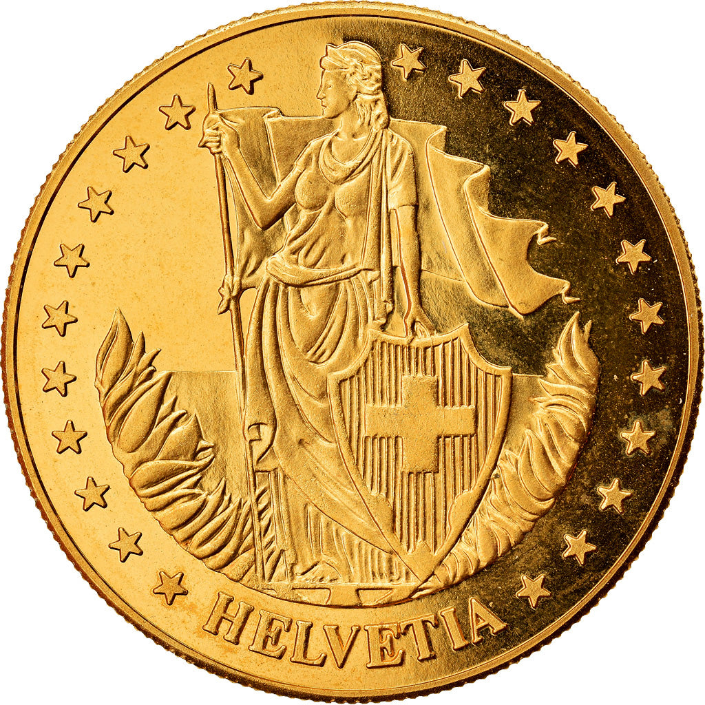 Suisse, Médaille, Enrico Pestalozzi, SPL+, Copper-Nickel Gilt