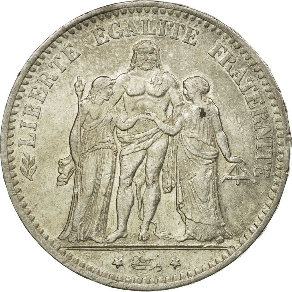 Coin, France, Hercule, 5 Francs, 1876, Bordeaux, EF(40-45), Silver, KM:820.2