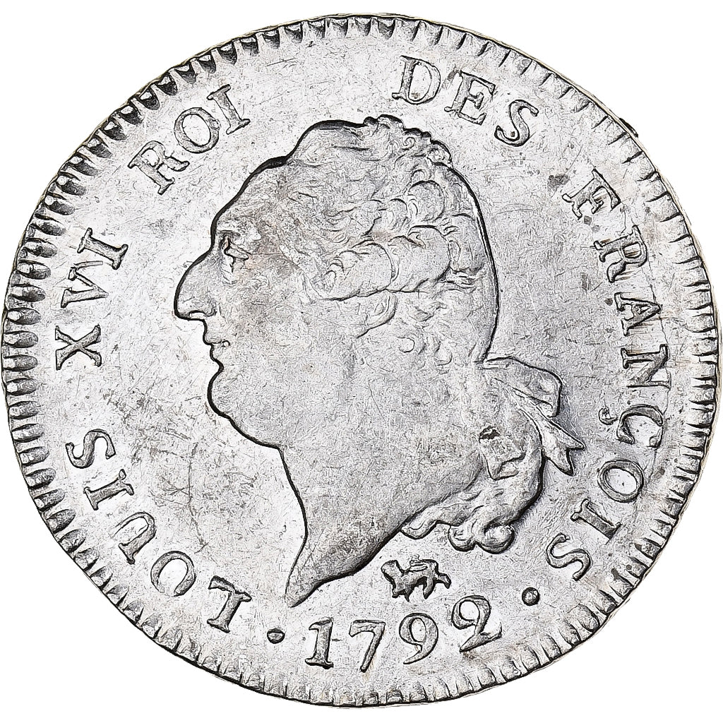 França, Louis XVI, 30 sols françois, 1792 / AN 4, Paris, Prata, AU(50-53)