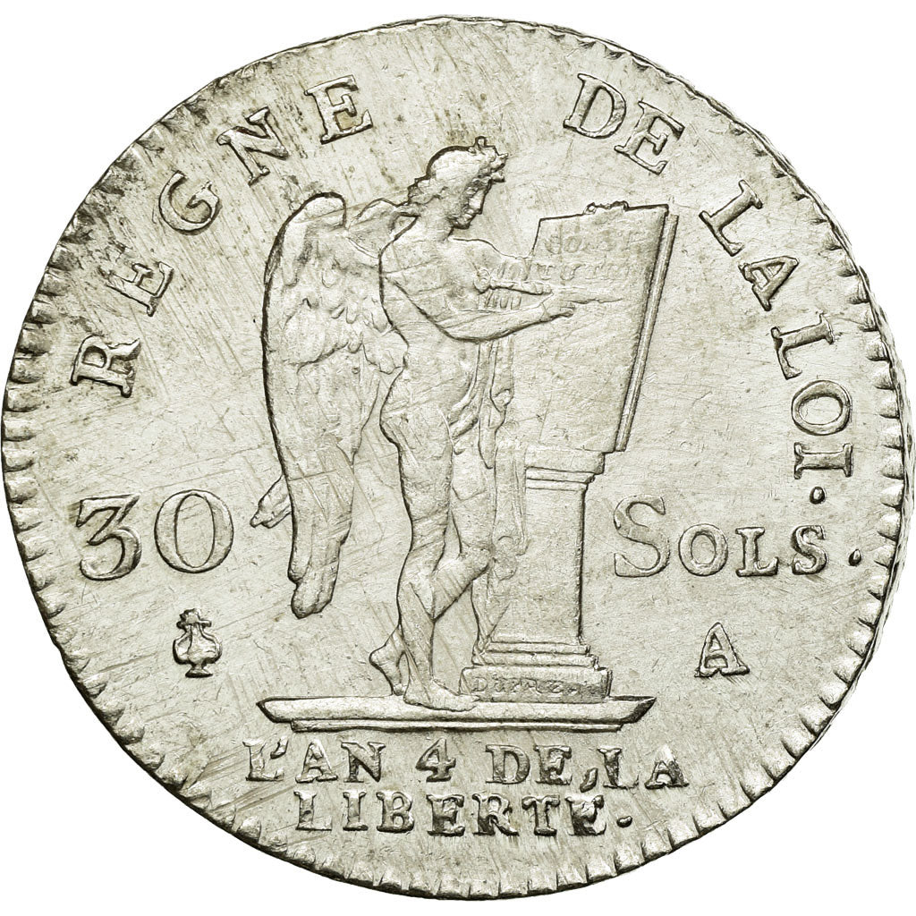 France, Louis XVI, 30 sols françois, 1792 / AN 4, Paris, Argent, TTB+