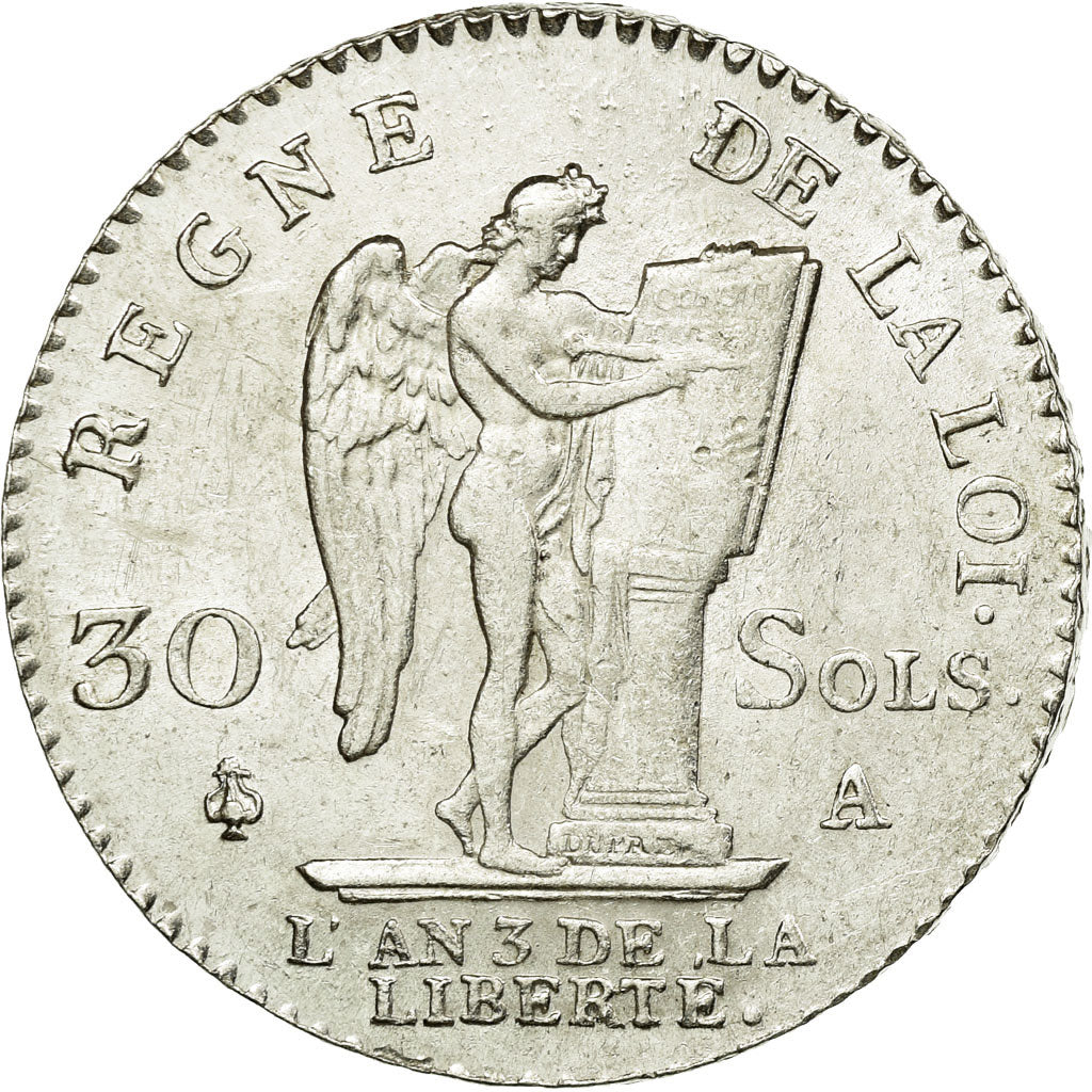 Francia, Louis XVI, 30 sols françois, 1791 / AN 3, Paris, Plata, MBC+