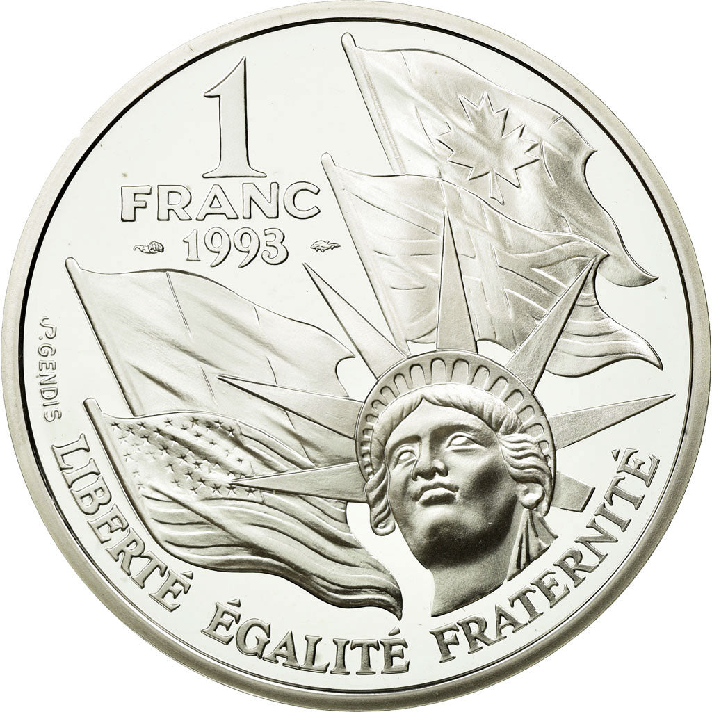 Coin, France, Franc, 1993, MS(65-70), Silver, KM:1014, Gadoury:C38