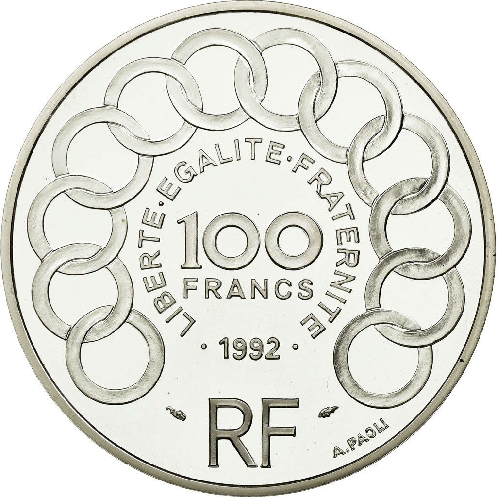 Coin, France, 100 Francs-15 Ecus, 1992, MS(65-70), Silver, KM:1012, Gadoury:C30