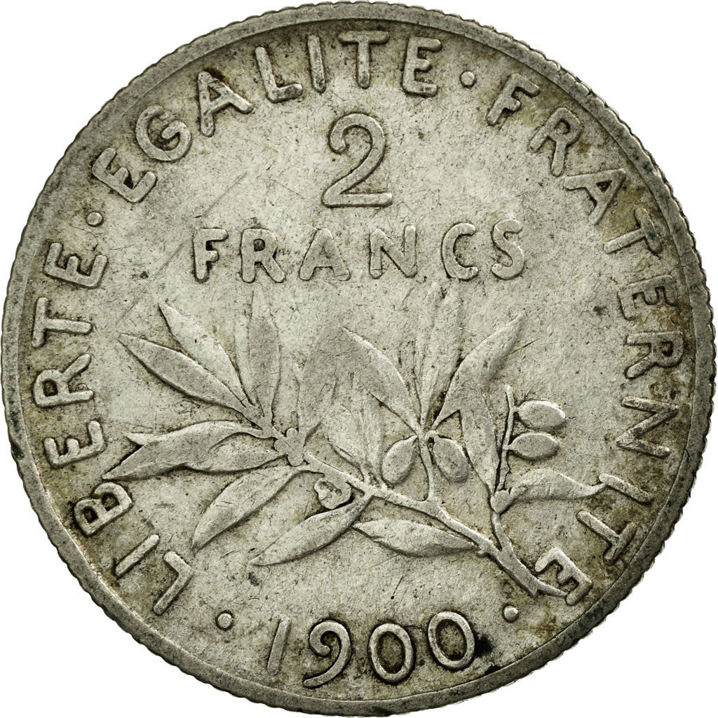 France, 2 Francs, Semeuse, 1900, Paris, Matte flan, Silver, VF(30-35)