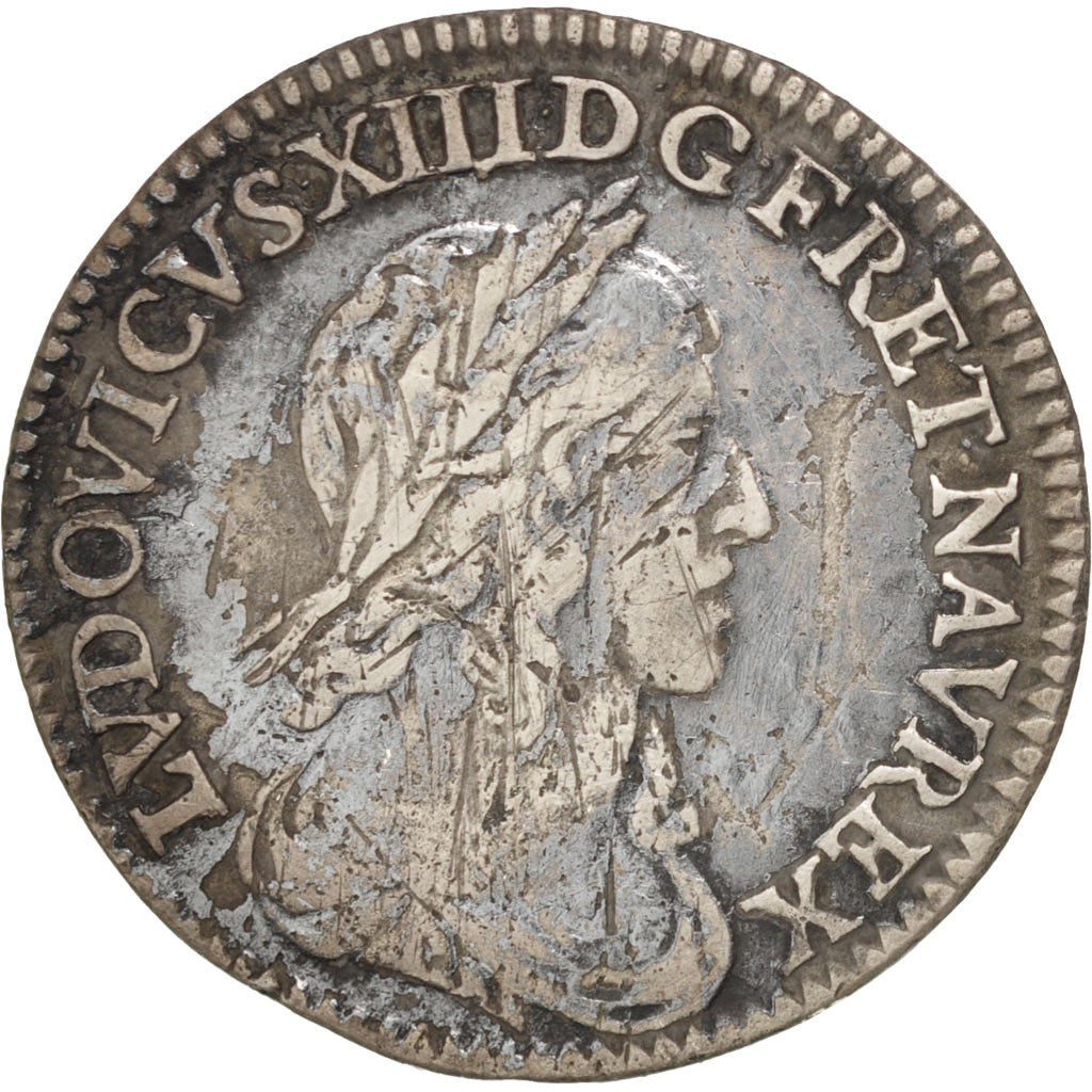 Coin, France, Louis XIII, 1/12 Écu, 1er poinçon de Warin, buste drapé, 1/12
