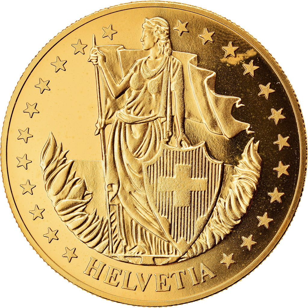 Switzerland, Medal, Gotfried Keller, MS(64), Copper-Nickel Gilt