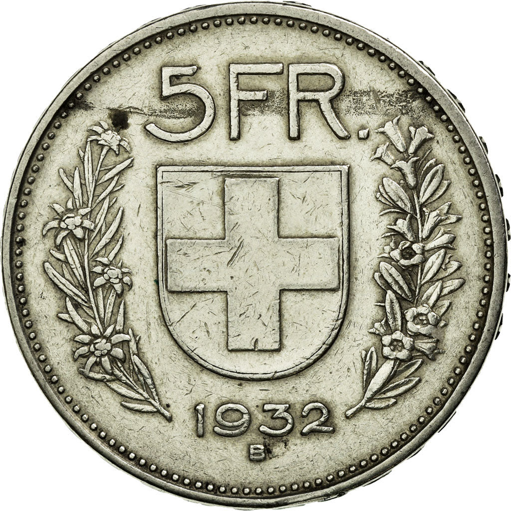 Coin, Switzerland, 5 Francs, 1932, Bern, EF(40-45), Silver, KM:40