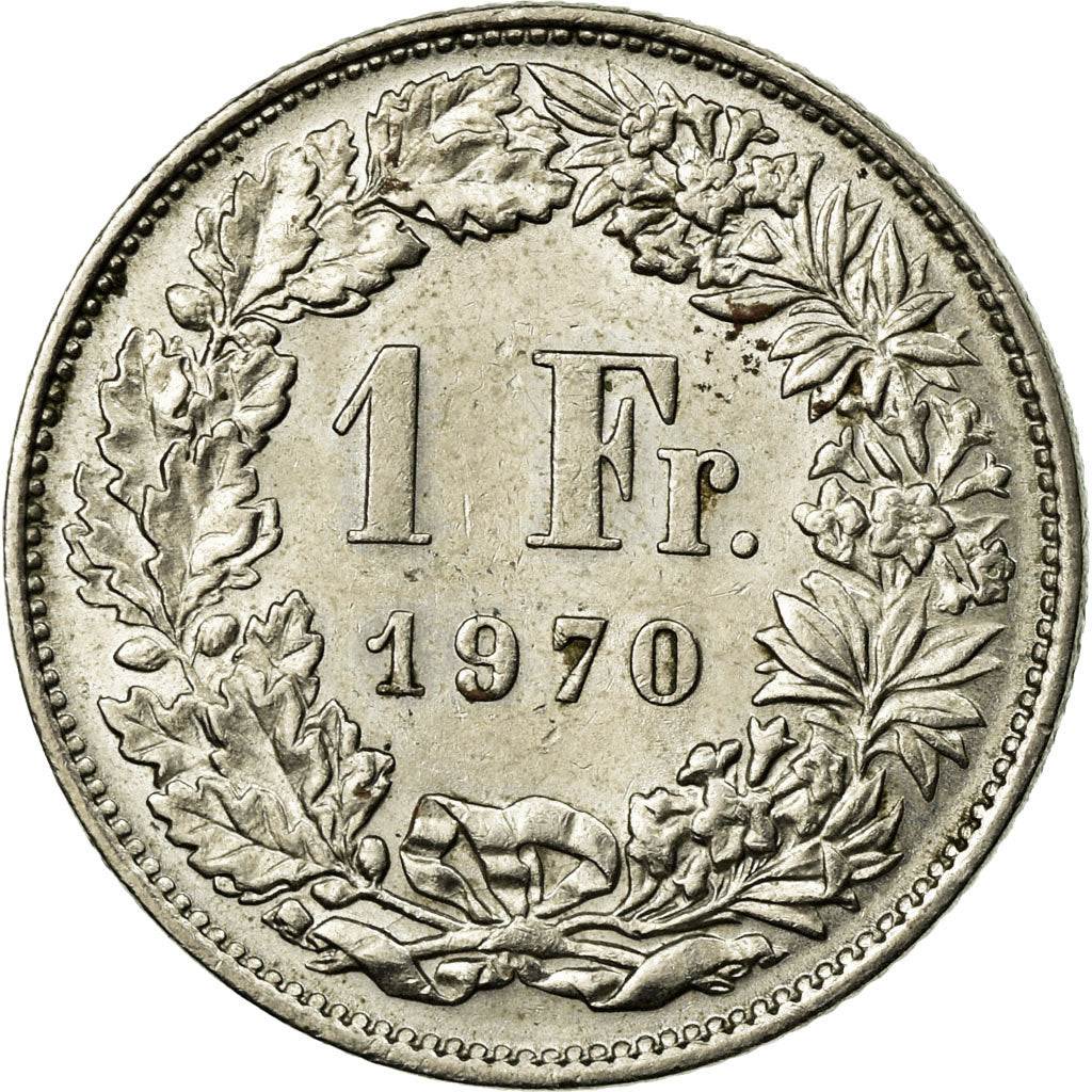 Coin, Switzerland, Franc, 1970, Bern, AU(55-58), Copper-nickel, KM:24a.1