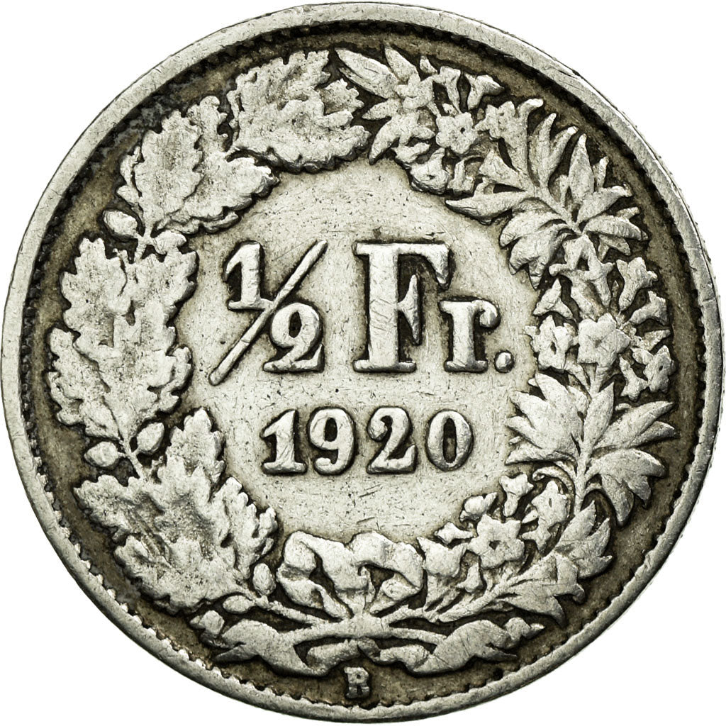 Moneda, Suiza, 1/2 Franc, 1920, Bern, MBC, Plata, KM:23