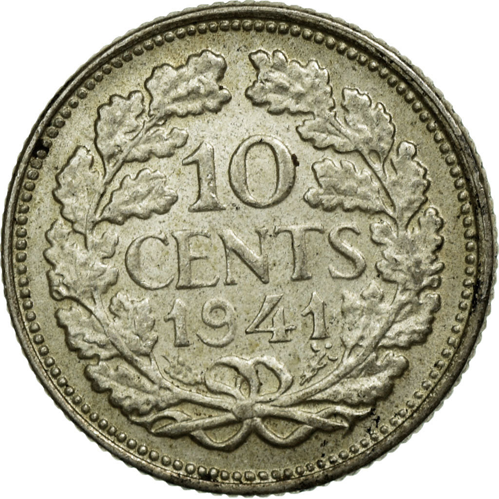 Moneta, Holandia, Wilhelmina I, 10 Cents, 1941, EF(40-45), Srebro, KM:163