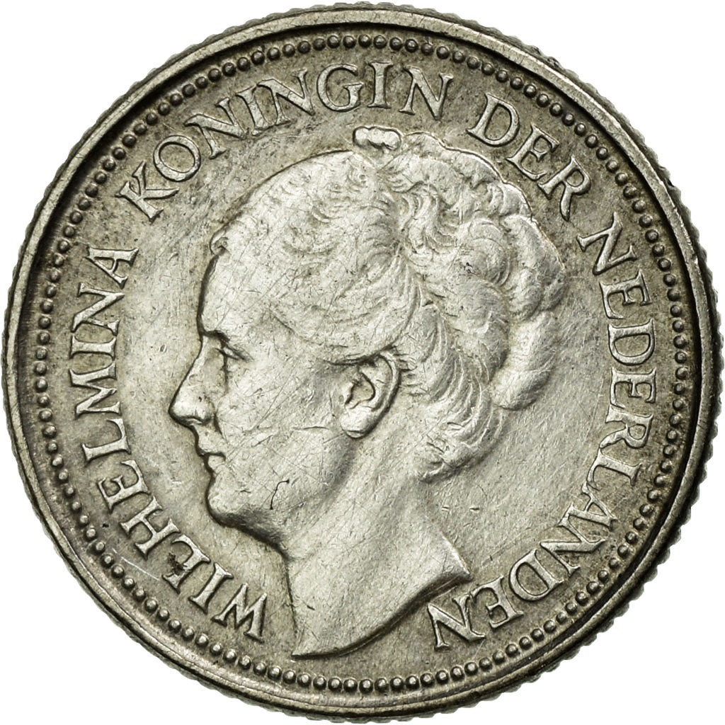Moneda, Países Bajos, Wilhelmina I, 10 Cents, 1936, MBC, Plata, KM:163