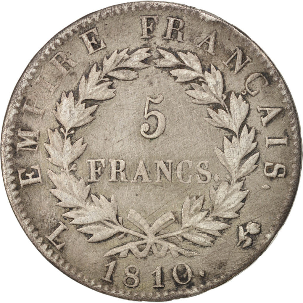 Coin, France, Napoléon I, 5 Francs, 1810, Bayonne, VF(20-25), Silver, KM:694.9