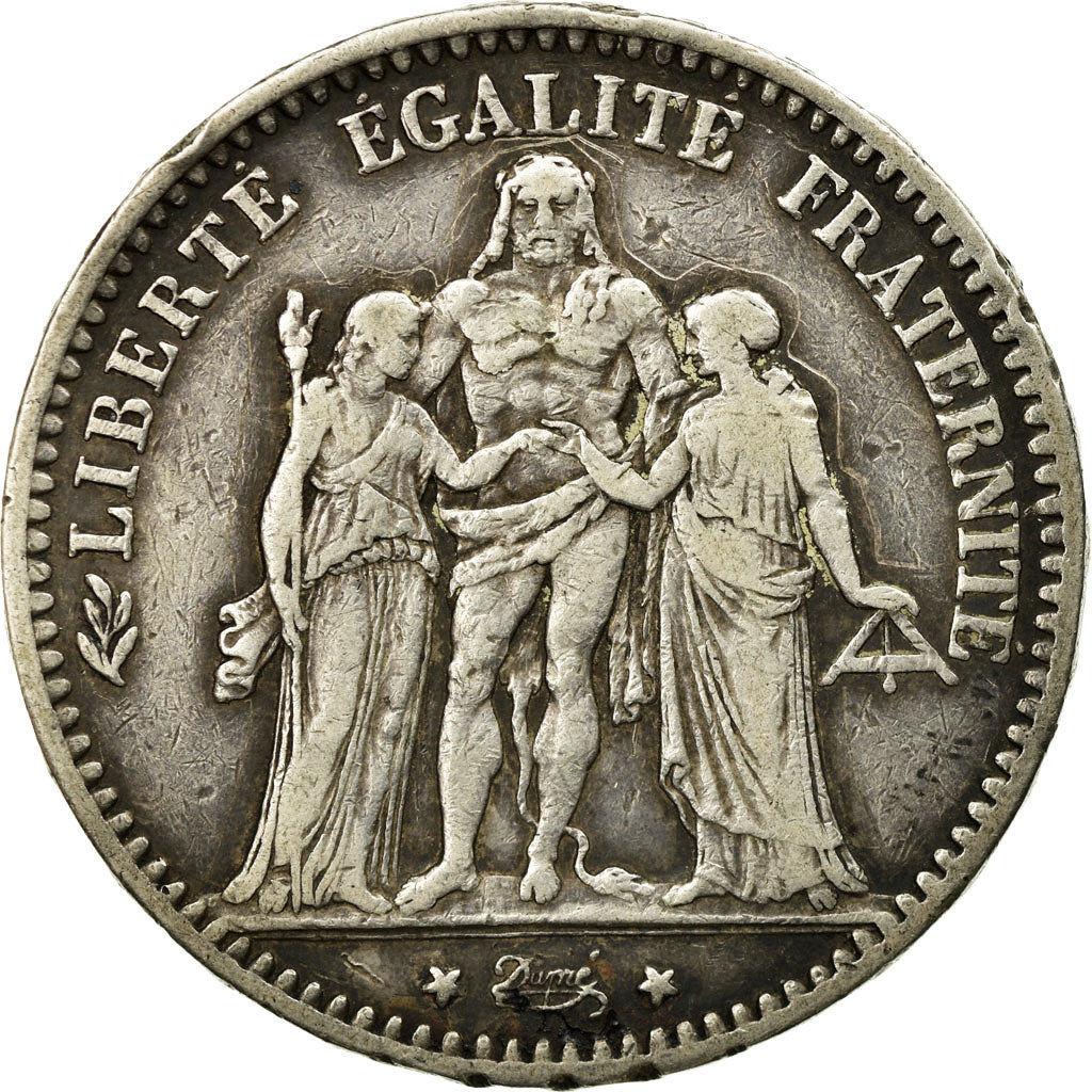 Coin, France, Hercule, 5 Francs, 1877, Bordeaux, EF(40-45), Silver, KM:820.2