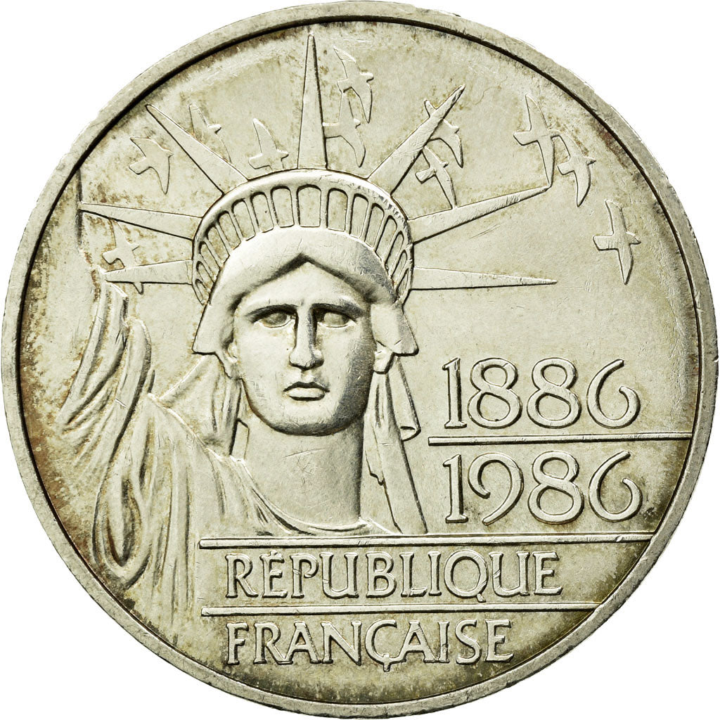 Coin, France, Statue de la Liberté, 100 Francs, 1986, Paris, AU(55-58), Silver