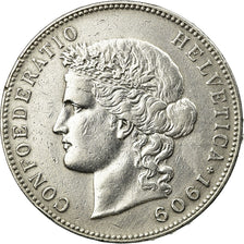 Switzerland, 5 Francs, Helvetia, 1909, Bern, Silver, EF(40-45), KM:34