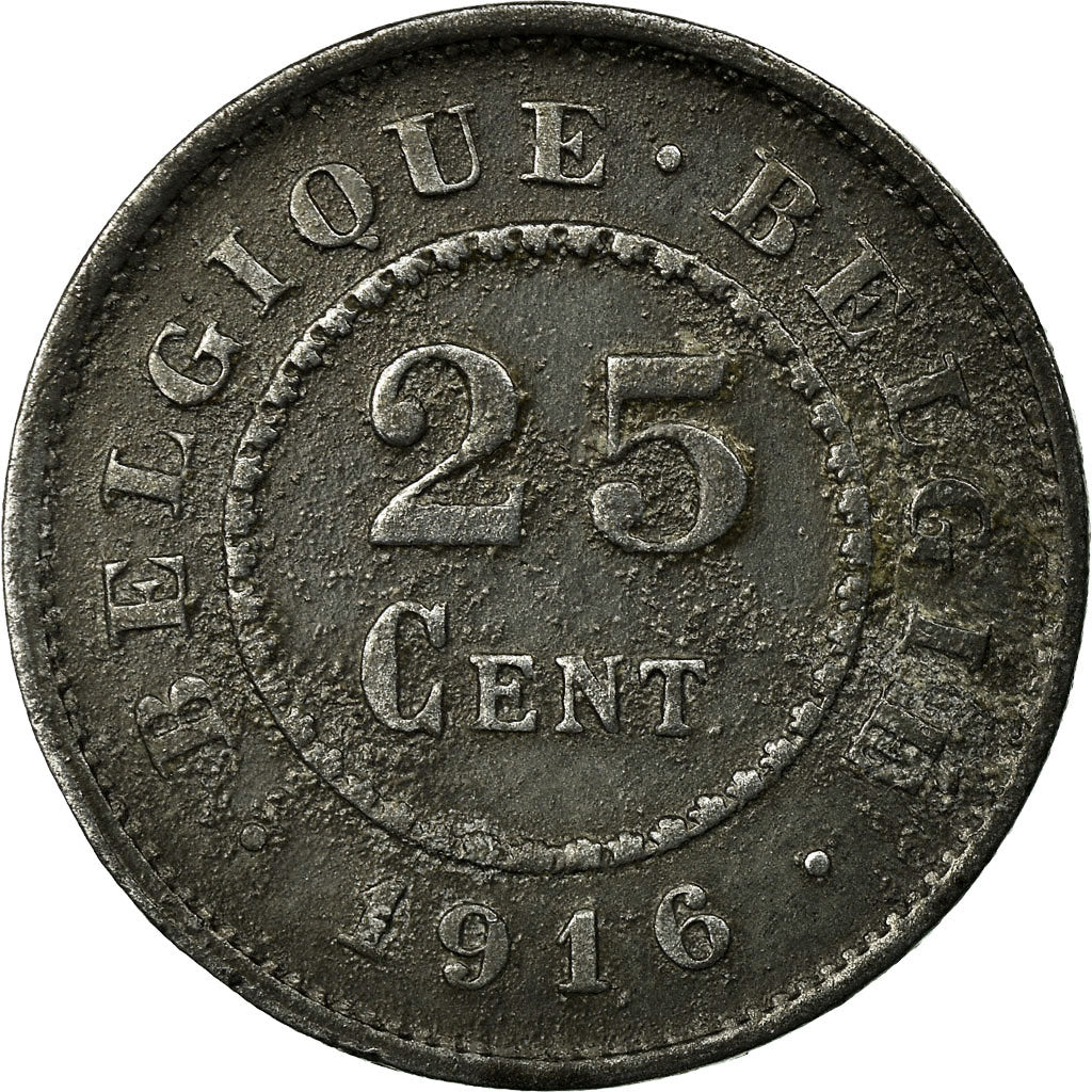 Coin, Belgium, 25 Centimes, 1916, EF(40-45), Zinc, KM:82