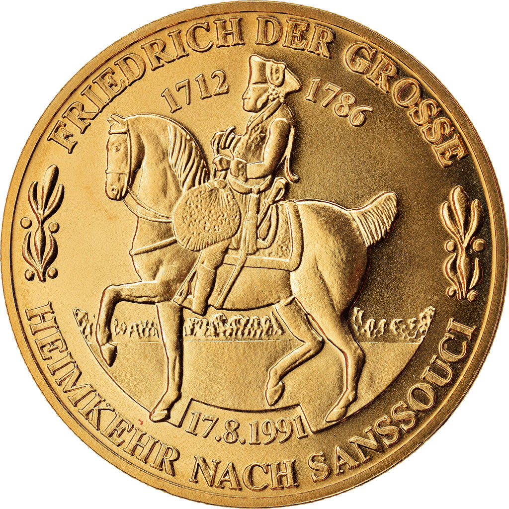 Germany, Medal, Friedrich der Grosse, MS(64), Copper-Nickel Gilt