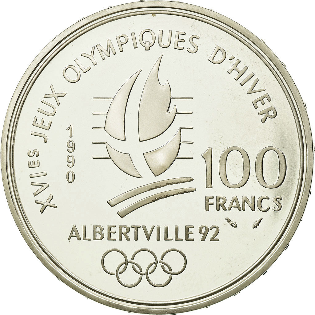 Moneta, Francja, 100 Francs, 1990, Proof, MS(63), Srebro, KM:981, Gadoury:C9