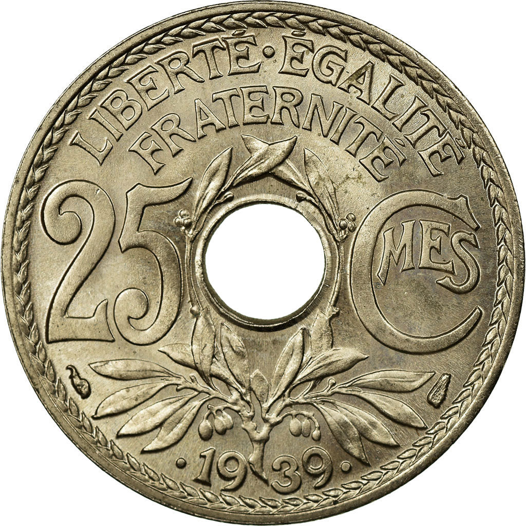 Coin, France, Lindauer, 25 Centimes, 1939, MS(65-70), Nickel-Bronze, KM:867b