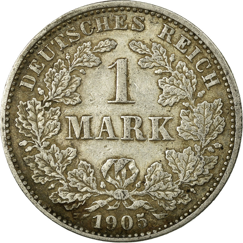Coin, GERMANY - EMPIRE, Wilhelm II, Mark, 1905, Hambourg, EF(40-45),Silver,KM 14