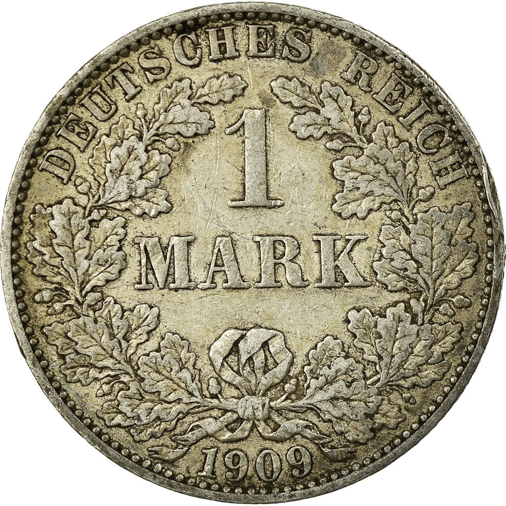 Coin, GERMANY - EMPIRE, Wilhelm II, Mark, 1909, Berlin, EF(40-45), Silver, KM:14