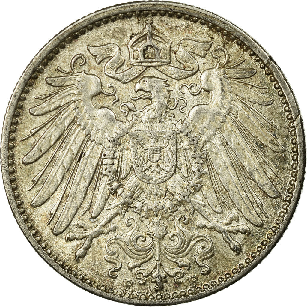 Coin, GERMANY - EMPIRE, Wilhelm II, Mark, 1914, Stuttgart,AU(50-53),Silver,KM 14