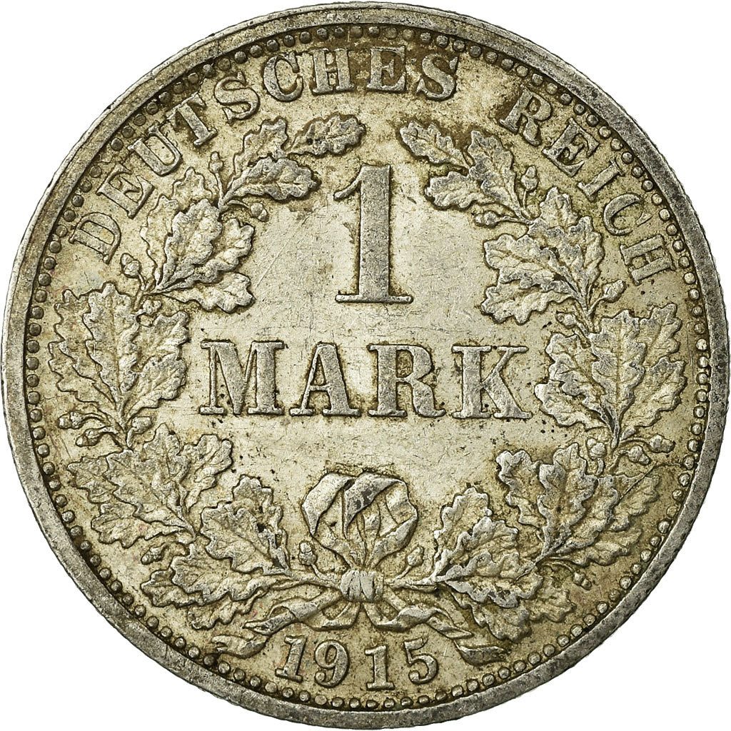Coin, GERMANY - EMPIRE, Wilhelm II, Mark, 1915,Stuttgart,AU(50-53),Silver,KM 14