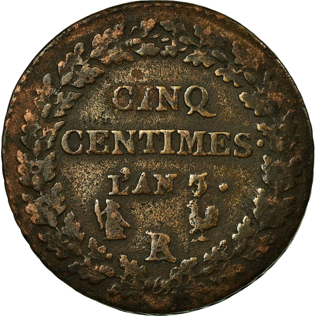 Coin, France, Dupré, 5 Centimes, 1798, Paris, VF(30-35), Bronze, KM:640.1