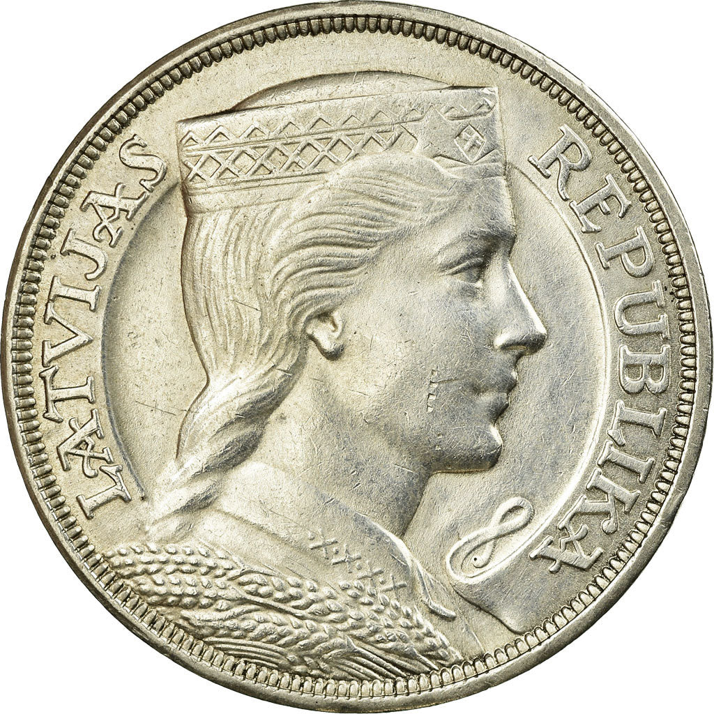 Münze, Latvia, 5 Lati, 1931, SS+, Silber, KM:9