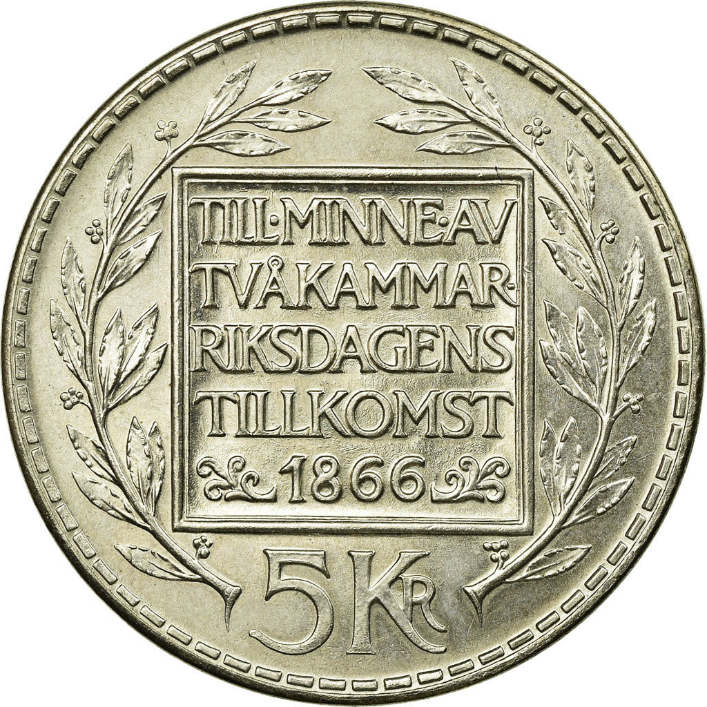 Coin, Sweden, Gustaf VI, 5 Kronor, 1966, AU(55-58), Silver, KM:839