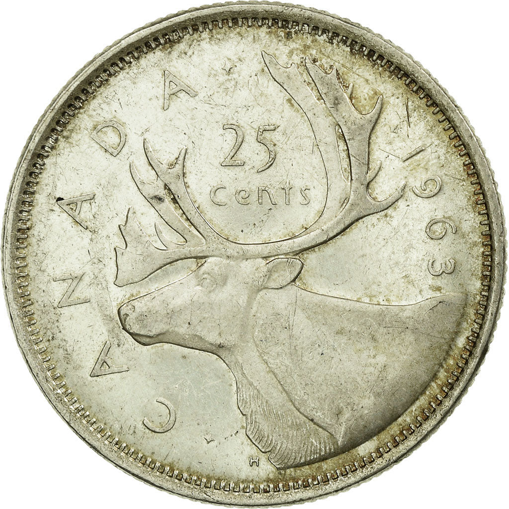 Coin, Canada, Elizabeth II, 25 Cents, 1963, Ottawa, AU(50-53), KM 52