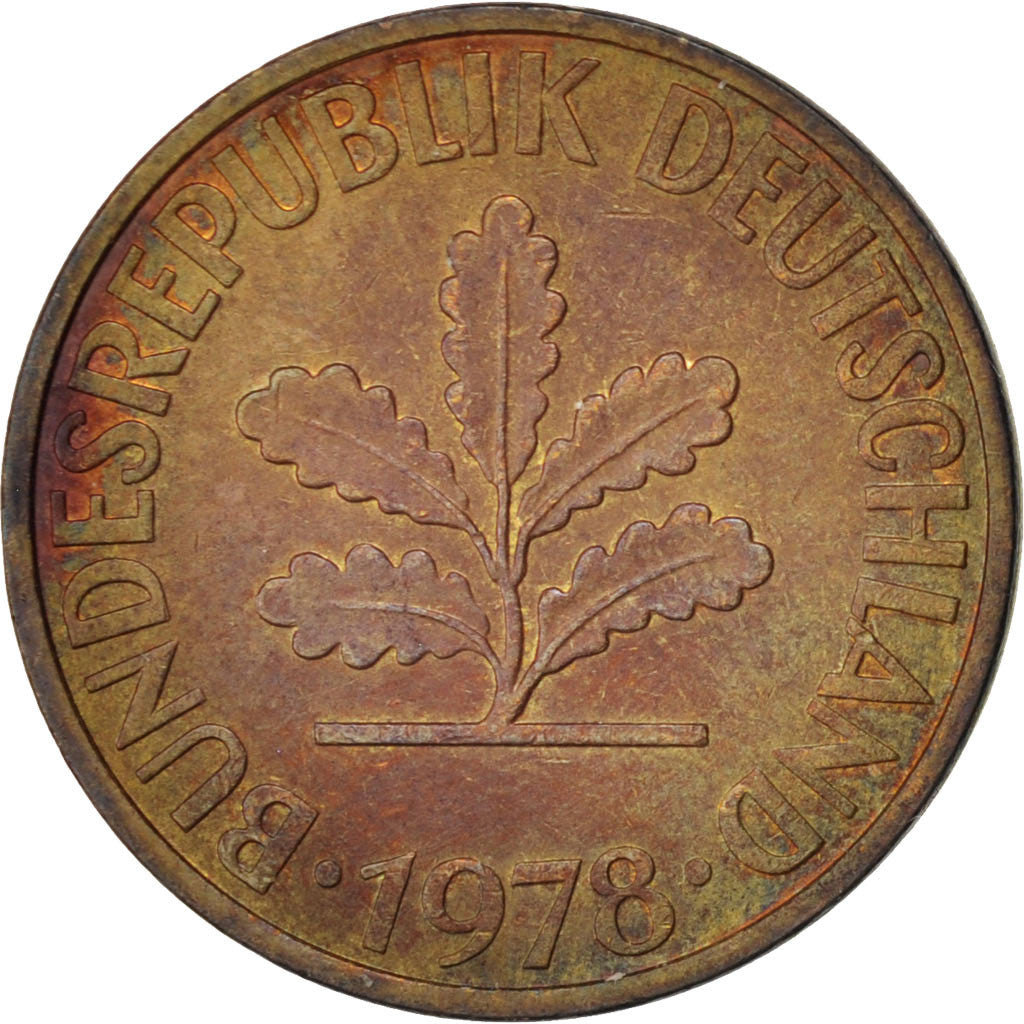 Coin, GERMANY - FEDERAL REPUBLIC, 10 Pfennig, 1978, Stuttgart, AU(55-58), Brass