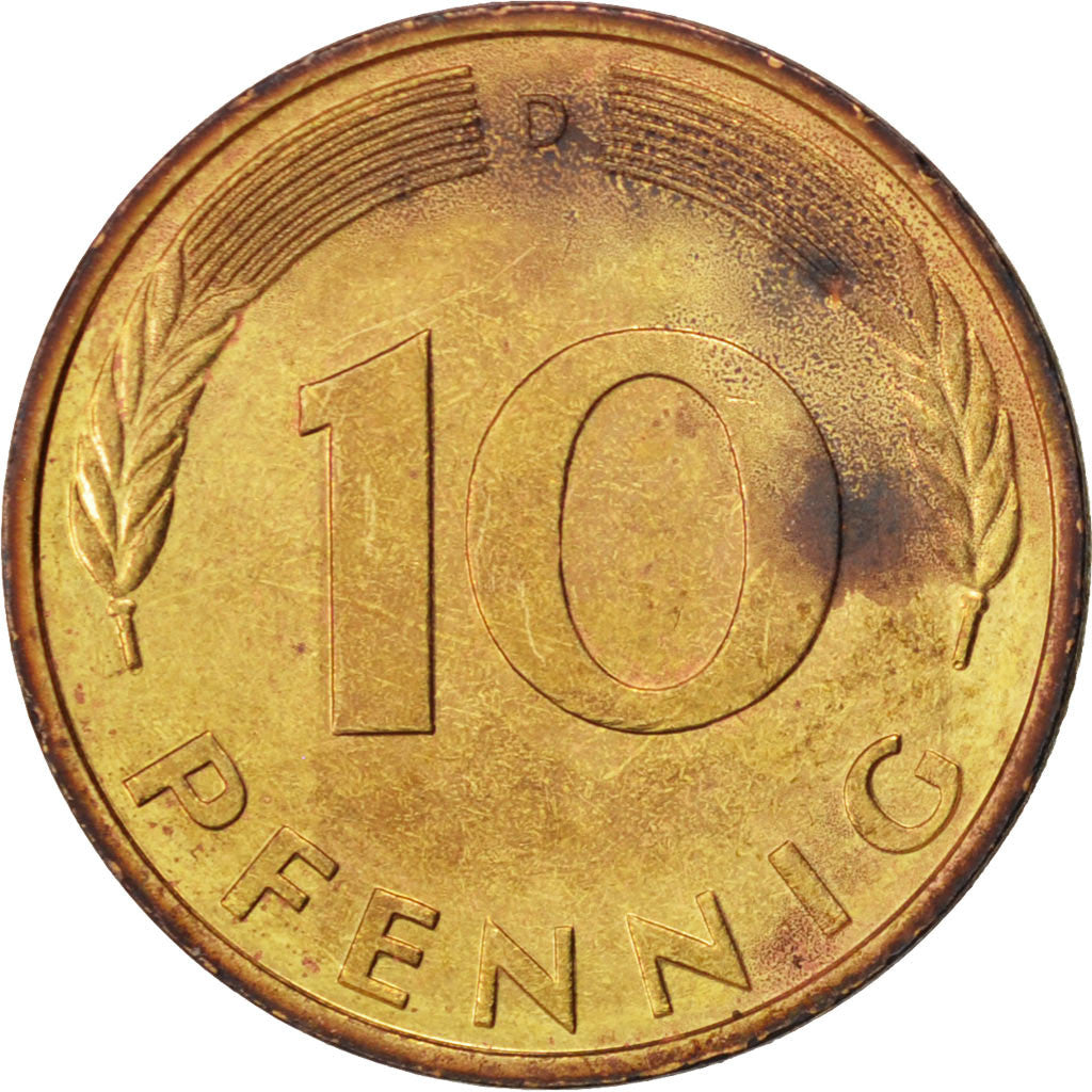 Munten, Federale Duitse Republiek, 10 Pfennig, 1986, Munich, PR+, Brass Clad