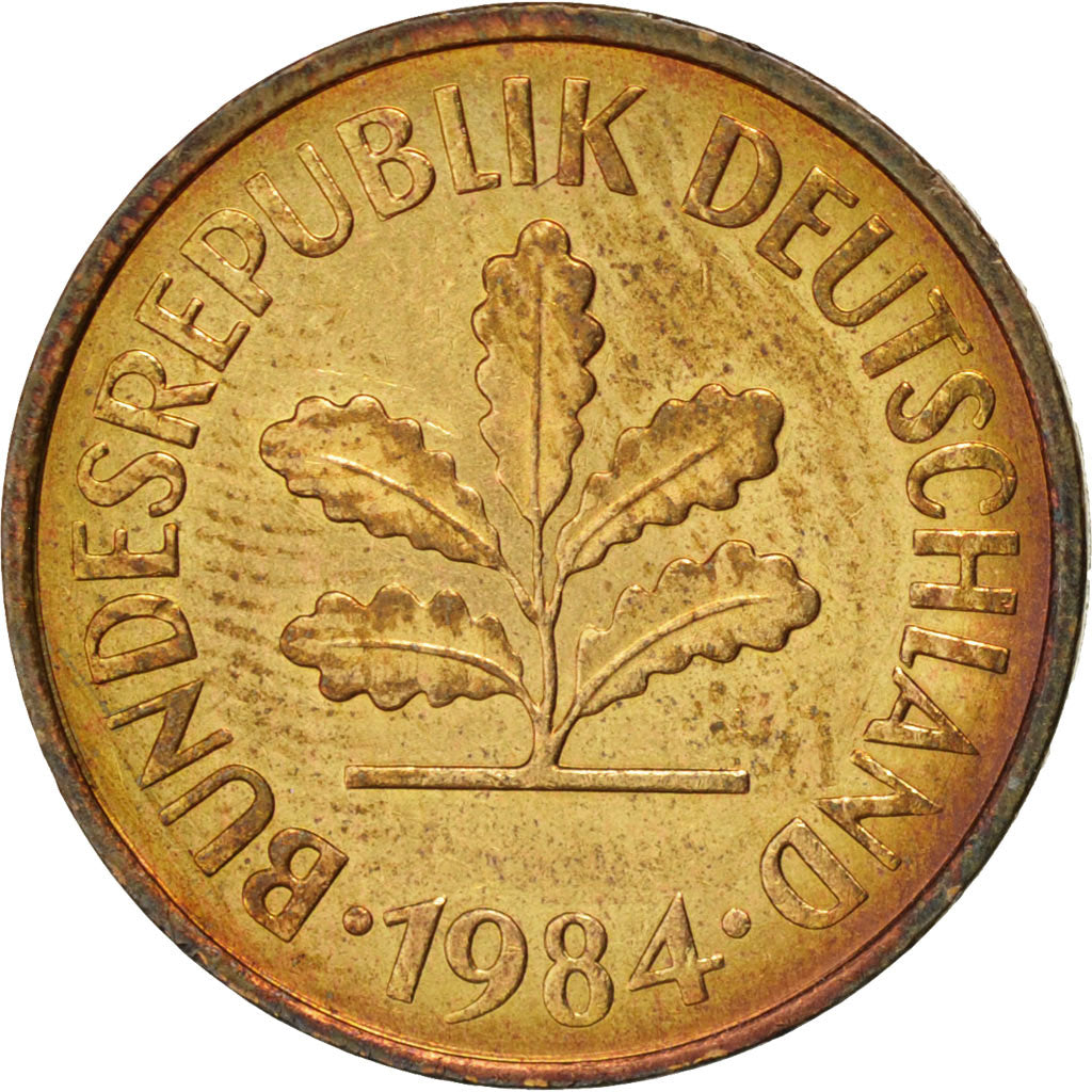 Coin, GERMANY - FEDERAL REPUBLIC, 5 Pfennig, 1984, Hambourg, MS(60-62), Brass