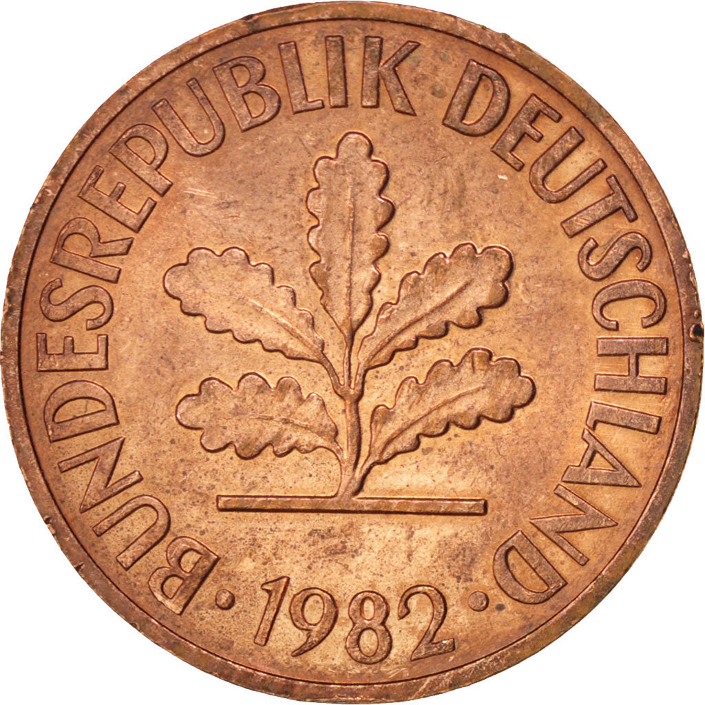 Munten, Federale Duitse Republiek, 2 Pfennig, 1982, Karlsruhe, UNC-, Copper