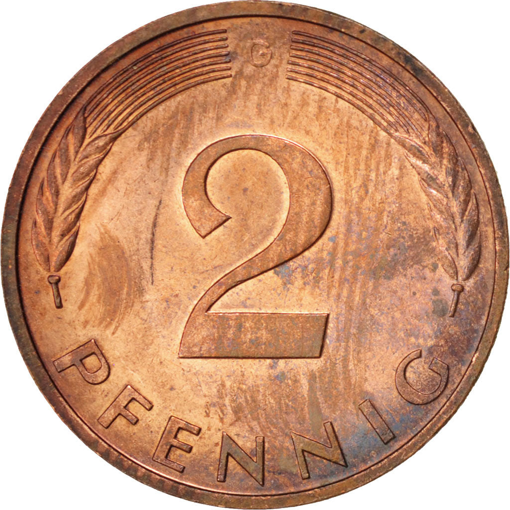 Munten, Federale Duitse Republiek, 2 Pfennig, 1982, Karlsruhe, UNC-, Copper