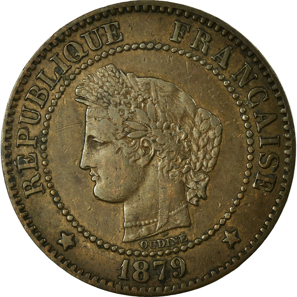 Moeda, França, Cérès, 2 Centimes, 1879, Paris, EF(40-45), Bronze, KM:827.1