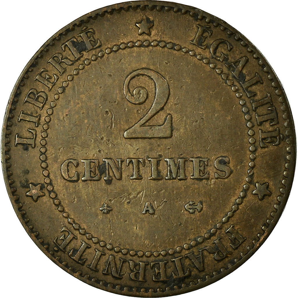 Moeda, França, Cérès, 2 Centimes, 1879, Paris, EF(40-45), Bronze, KM:827.1
