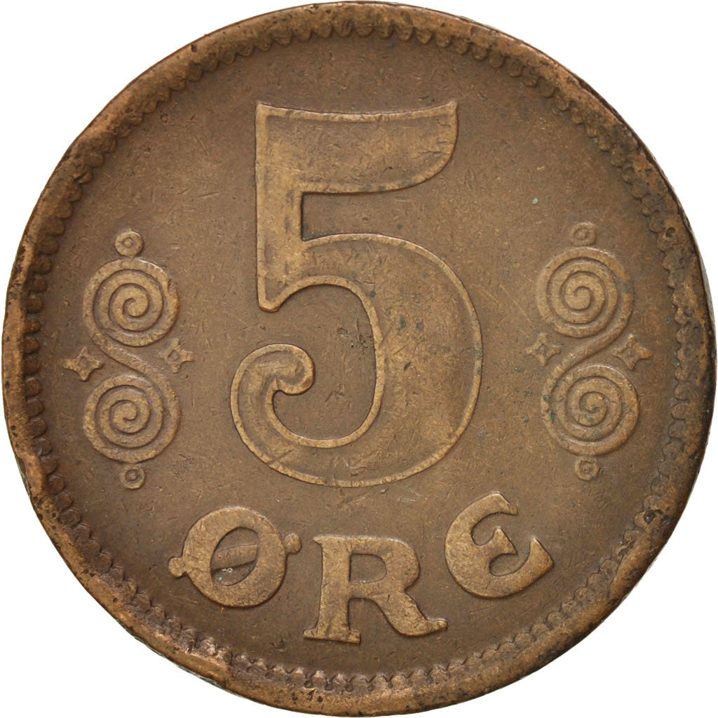 Coin, Denmark, Christian X, 5 Öre, 1917, Copenhagen, EF(40-45), Bronze