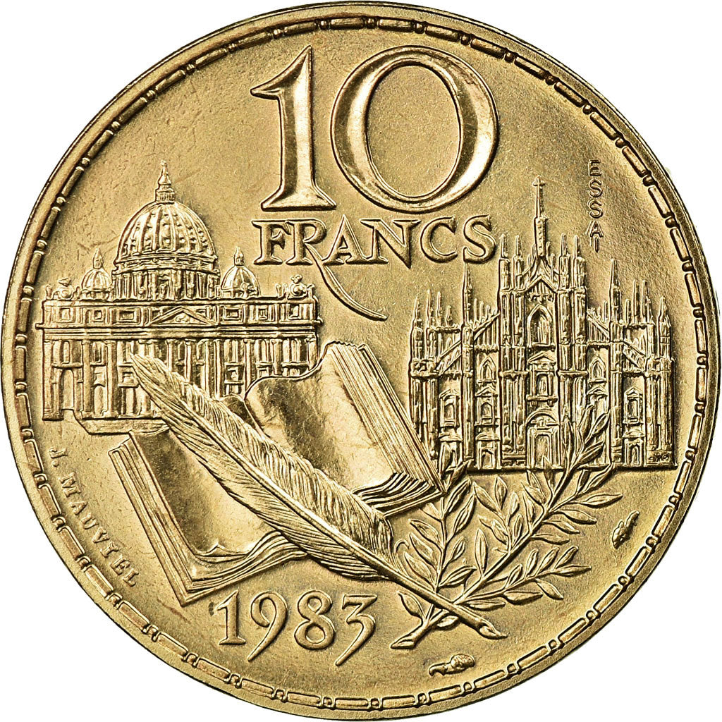 Moneta, Francja, 10 Francs, 1983, PRÓBA, MS(63), Nikiel-Brąz, KM:E126