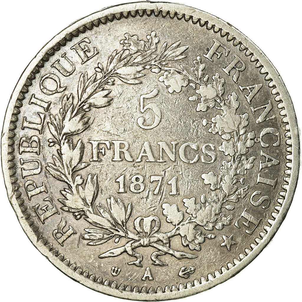 France, 5 Francs, Hercule, 1871, Paris, Camélinat, Argent, TTB, Gadoury:744