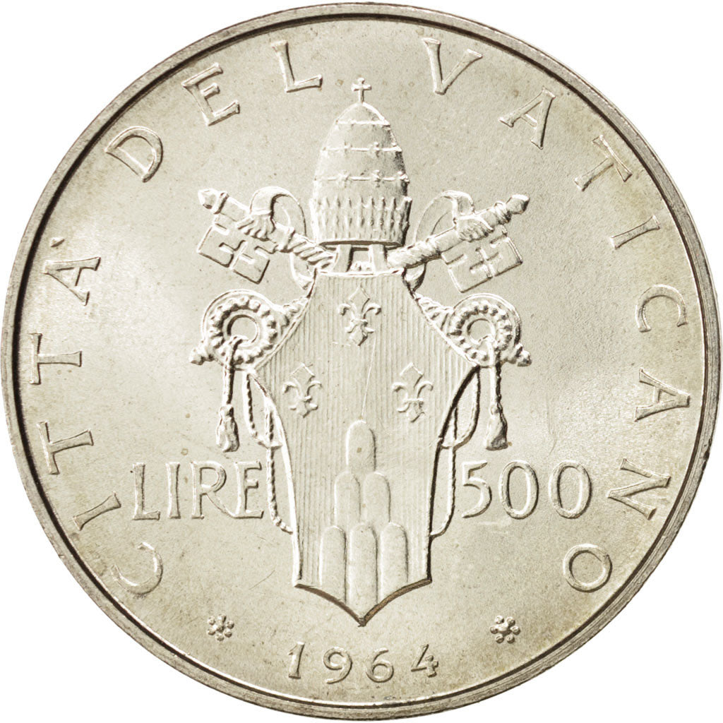 Coin, VATICAN CITY, Paul VI, 500 Lire, 1964, MS(63), Silver, KM:83.2