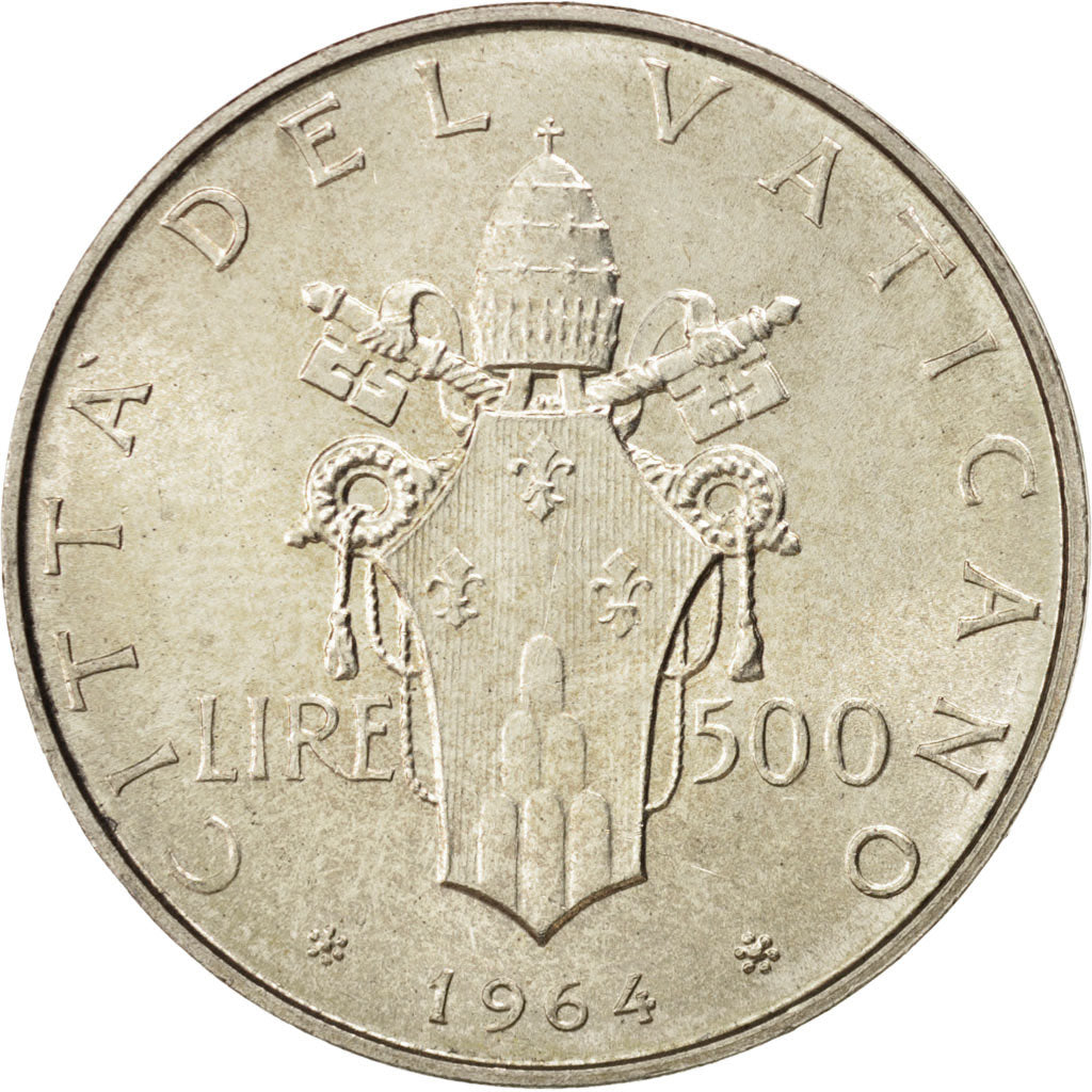 Coin, VATICAN CITY, Paul VI, 500 Lire, 1964, MS(63), Silver, KM:83.2