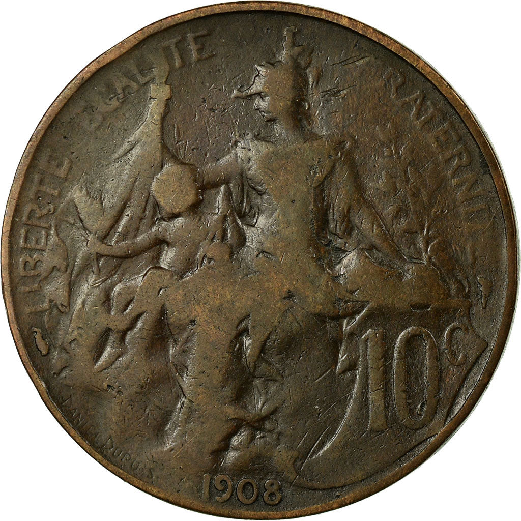 Monnaie, France, Dupuis, 10 Centimes, 1908, Paris, TB+, Bronze, Gadoury:277